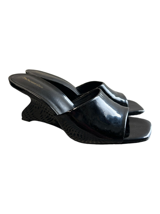 Reformation Shoe Size 6 Black Manmade Material Patent Open Square Toe Shoes Black / 6