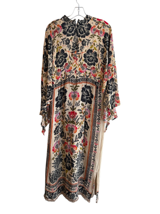Farm Rio Size L Beige & Multi Viscose Floral Long Sleeve Maxi Dress Beige & Multi / L