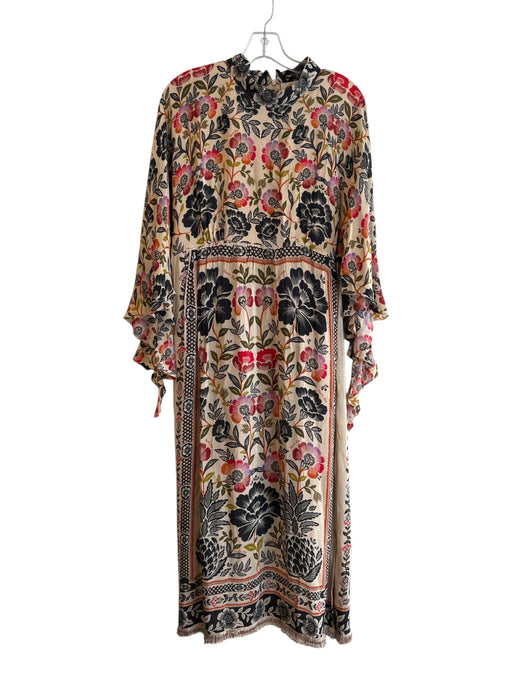 Farm Rio Size L Beige & Multi Viscose Floral Long Sleeve Maxi Dress Beige & Multi / L