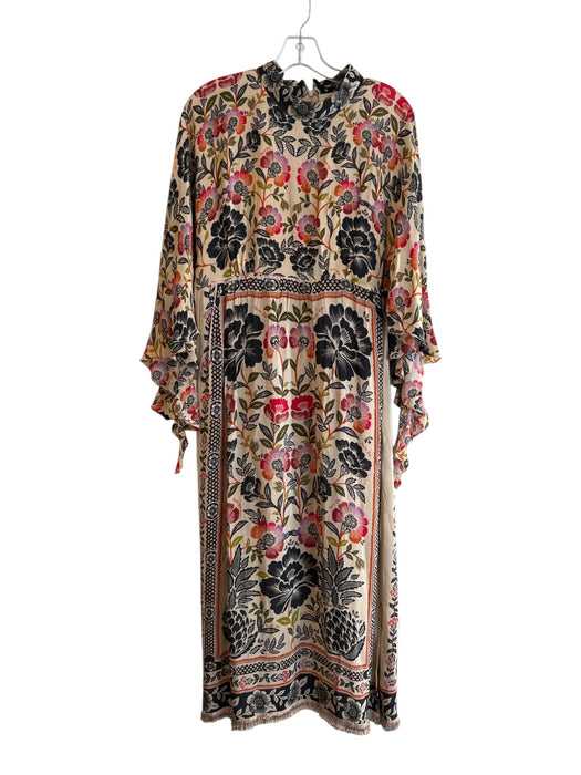 Farm Rio Size L Beige & Multi Viscose Floral Long Sleeve Maxi Dress Beige & Multi / L