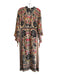 Farm Rio Size L Beige & Multi Viscose Floral Long Sleeve Maxi Dress Beige & Multi / L