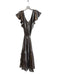Tanya Taylor Size 10 Gunmetal Silk Blend Surplice Metallic Tiered Dress Gunmetal / 10