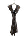 Tanya Taylor Size 10 Gunmetal Silk Blend Surplice Metallic Tiered Dress Gunmetal / 10