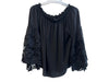 Joseph Ribkoff Size 10 Black No Fabric Tag Off Shoulder Key Hole Front Flowy Top Black / 10