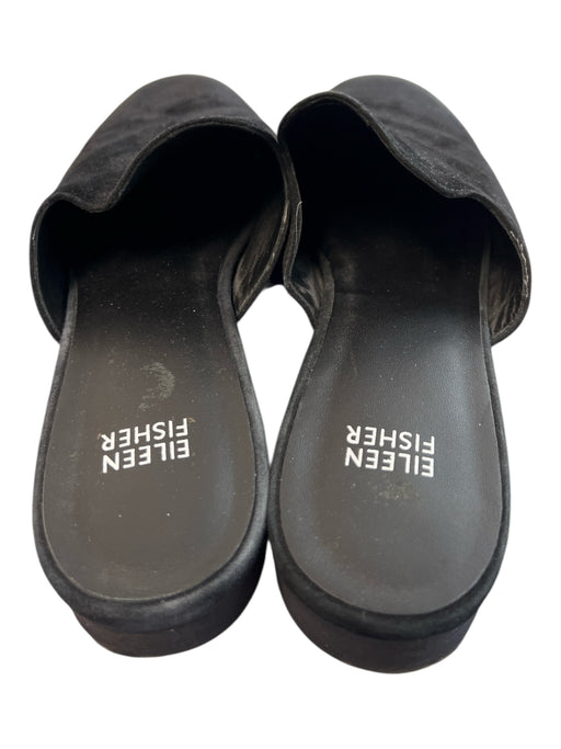 Eileen Fisher Shoe Size 10 Black Suede Leather Upper Solid Stack Heel Mule Shoes Black / 10