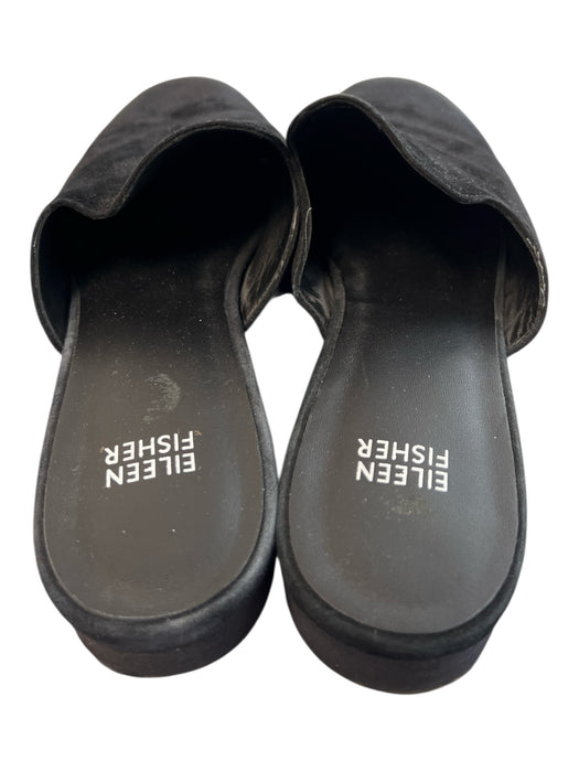 Eileen Fisher Shoe Size 10 Black Suede Leather Upper Solid Stack Heel Mule Shoes Black / 10