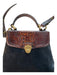 Brahmin Brown & Black Leather Reptile Embossed Top Handle Flap & Toggle Bag Brown & Black / Small