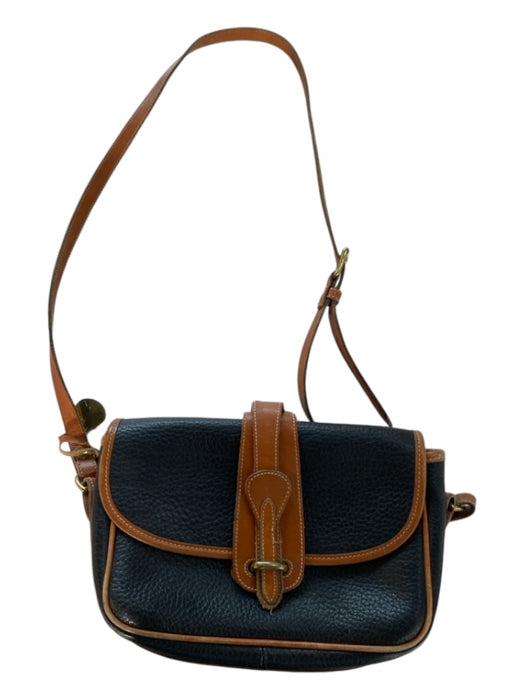 Dooney & Bourke Black & Brown Leather Pebbled Flap Saddle Bag Black & Brown / Small