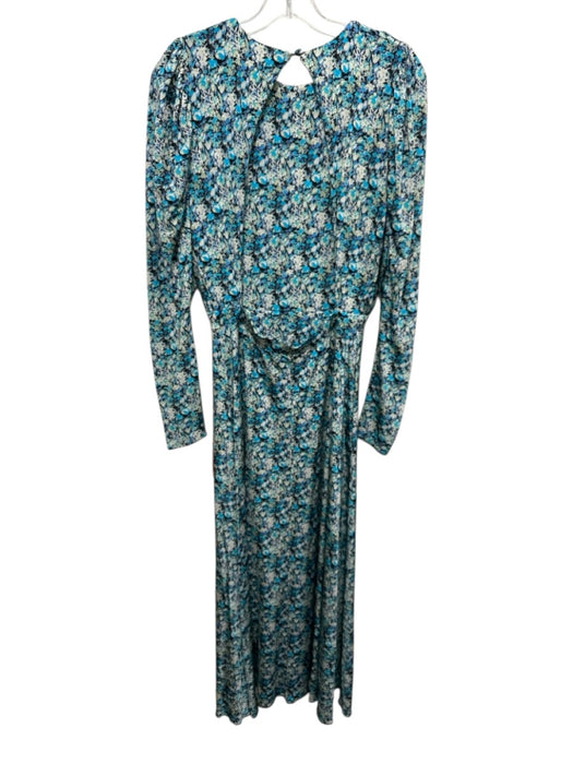 Rotate Size 6 Blue, Green, Cream Modal Blend Floral Long Sleeve Maxi Dress Blue, Green, Cream / 6