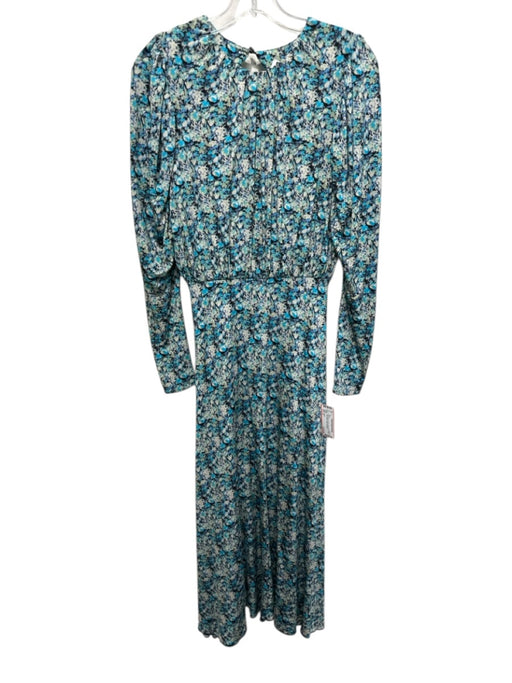 Rotate Size 6 Blue, Green, Cream Modal Blend Floral Long Sleeve Maxi Dress Blue, Green, Cream / 6