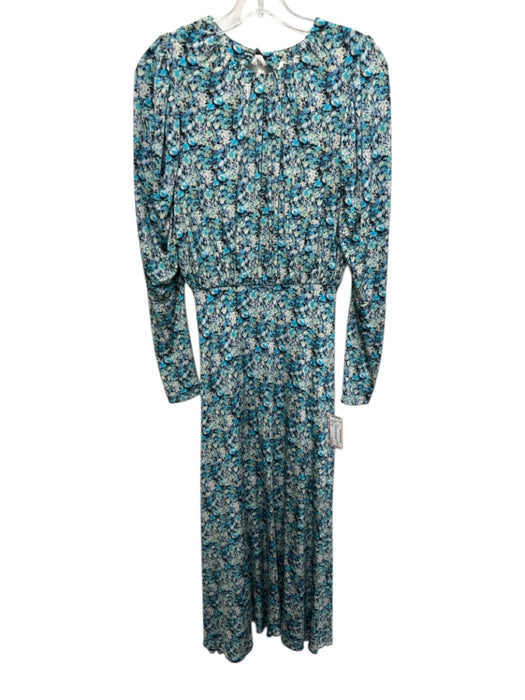 Rotate Size 6 Blue, Green, Cream Modal Blend Floral Long Sleeve Maxi Dress Blue, Green, Cream / 6