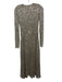 ROTATE BIRGER CHRISTENSEN Size 6 Silver Polyester Long Sleeve V Neck Maxi Gown Silver / 6
