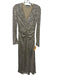 ROTATE BIRGER CHRISTENSEN Size 6 Silver Polyester Long Sleeve V Neck Maxi Gown Silver / 6