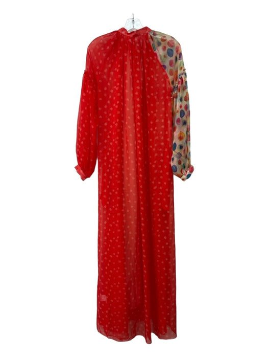 Eywasouls Size XS/S Red & Multi Polyester Sheer Overlay Long Sleeve Maxi Dress Red & Multi / XS/S