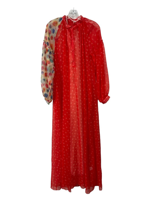 Eywasouls Size XS/S Red & Multi Polyester Sheer Overlay Long Sleeve Maxi Dress Red & Multi / XS/S