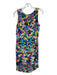 Etro Size 44 Purple, Blue & Yellow Silk Sleeveless Round Neck Sheath Midi Dress Purple, Blue & Yellow / 44