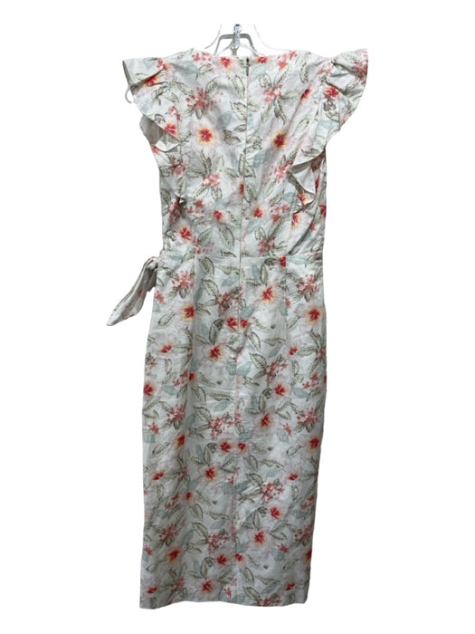 Rebecca Taylor Size 6 White, Green & Pink Cotton Blend Side Tie Hawaiian Dress White, Green & Pink / 6