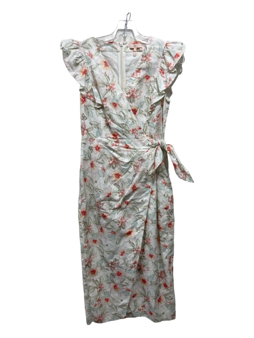 Rebecca Taylor Size 6 White, Green & Pink Cotton Blend Side Tie Hawaiian Dress White, Green & Pink / 6