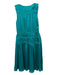 Trina Turk Size 2 Teal Polyester Sleeveless V Neck Seam Detail Dress Teal / 2