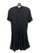 A.L.C. Size 4 Black Silk Elastic Drawstring Waist Short Sleeve Neck Snap Dress Black / 4