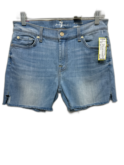 7 For All Mankind Size 29 Light Wash Cotton Blend Distressed Mid Rise Shorts Light Wash / 29
