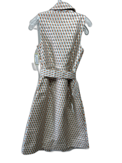 Tuckernuck Size S Rose Gold & Blue Polyester metalic Geometric Collar Midi Dress Rose Gold & Blue / S