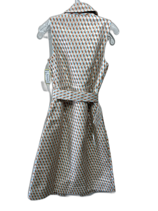 Tuckernuck Size S Rose Gold & Blue Polyester metalic Geometric Collar Midi Dress Rose Gold & Blue / S