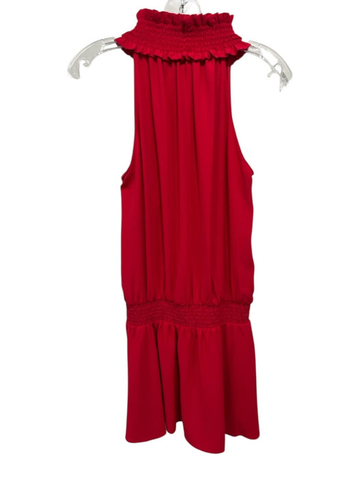 Amanda Uprichard Size S Red Polyester Sleeveless High Neck Split Neck Dress Red / S