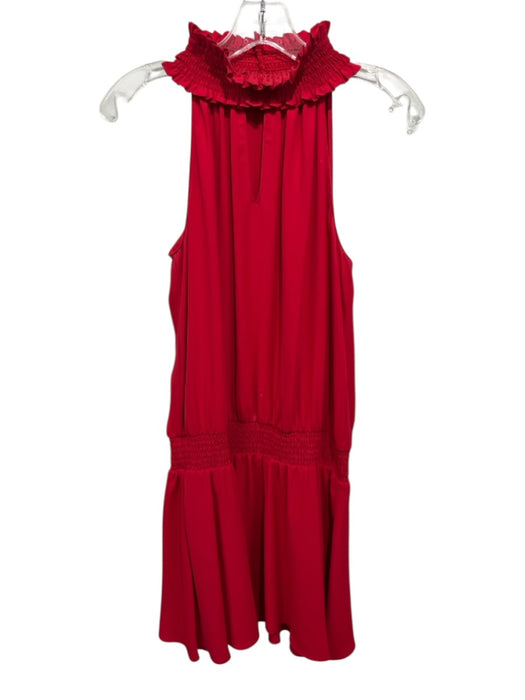 Amanda Uprichard Size S Red Polyester Sleeveless High Neck Split Neck Dress Red / S