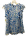 Intermix Size S Blue & White Viscose V Neck Ruffle Shoulder Detail Tassels Top Blue & White / S