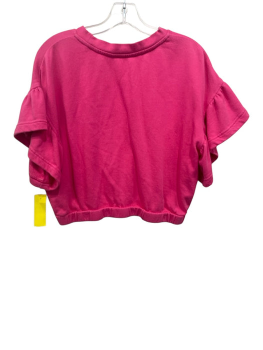 Alice + Olivia Size M Pink Cotton Crew Neck Flounce Sleeve Elastic Waist Top Pink / M