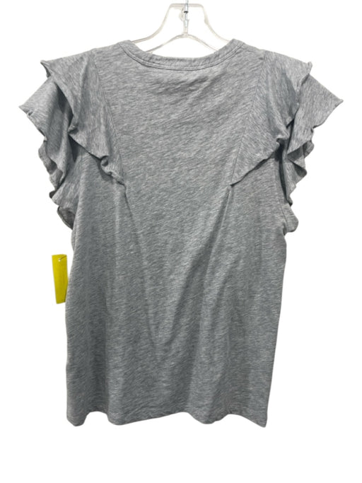 Veronica Beard Jeans Size M Gray Cotton Heathered Ruffle Cap Sleeve Ruffles Top Gray / M