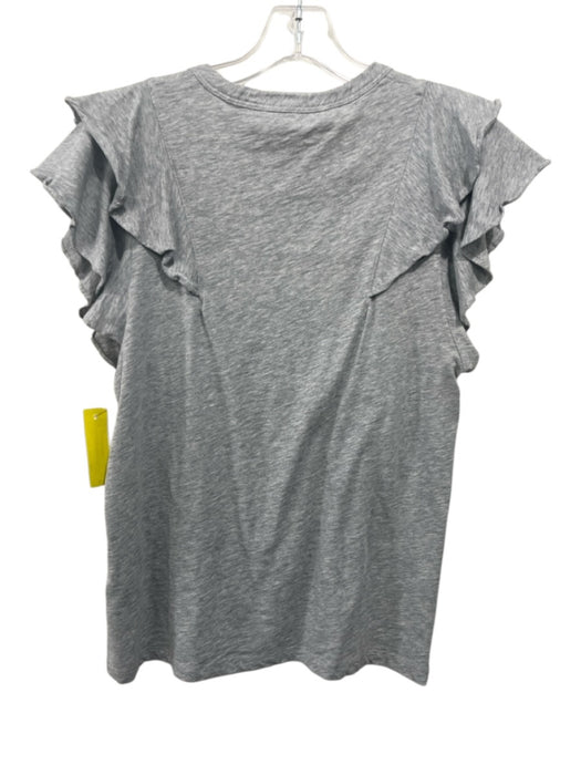 Veronica Beard Jeans Size M Gray Cotton Heathered Ruffle Cap Sleeve Ruffles Top Gray / M