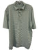 Peter Millar Size L Green & White Synthetic Striped Polo Athleisure Short Sleeve Green & White / L
