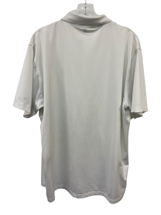 Peter Millar Size L White Synthetic Solid Polo Athleisure Men's Short Sleeve White / L