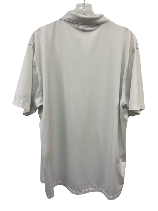 Peter Millar Size L White Synthetic Solid Polo Athleisure Men's Short Sleeve White / L