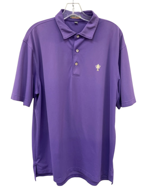 Peter Millar Size L Purple Synthetic Solid Polo Athleisure Men's Short Sleeve Purple / L