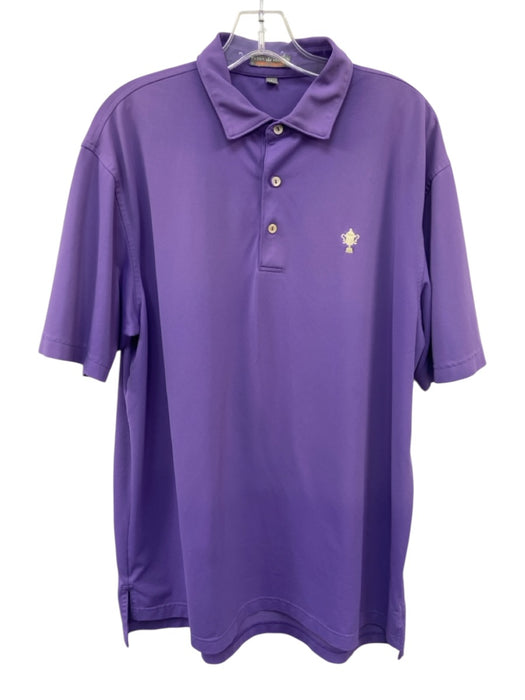 Peter Millar Size L Purple Synthetic Solid Polo Athleisure Men's Short Sleeve Purple / L