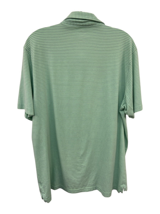Peter Millar Size L Green & Blue Cotton Blend Striped Polo Men's Short Sleeve Green & Blue / L