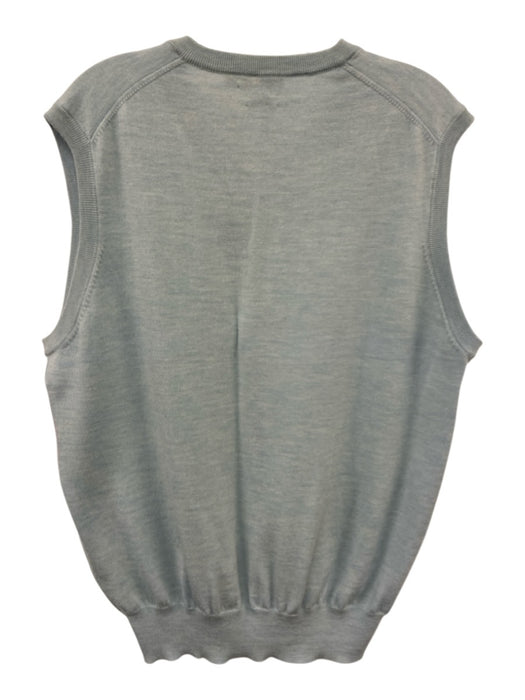 Peter Millar Size L Light blue Wool Solid V Neck Vest Men's Sweater Light blue / L