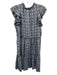 Omika Size S Mixed Blues Modal Abstract Floral Ruffle Cap Sleeve V Neck Dress Mixed Blues / S
