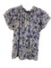 Misa Size S Gray & Blue Polyester Floral Tiered Cap Sleeve Tie V Neck Top Gray & Blue / S