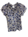 Misa Size S Gray & Blue Polyester Floral Tiered Cap Sleeve Tie V Neck Top Gray & Blue / S