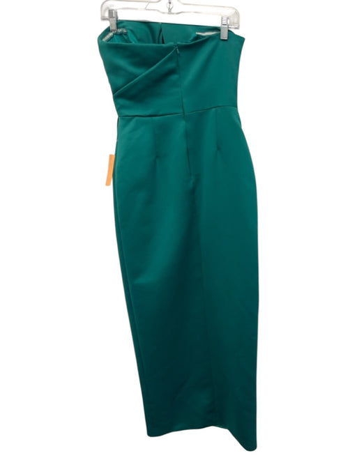 Jay Godfrey Size 4 Green Polyester Strapless Pleated Tulip Hem Satin Gown Green / 4
