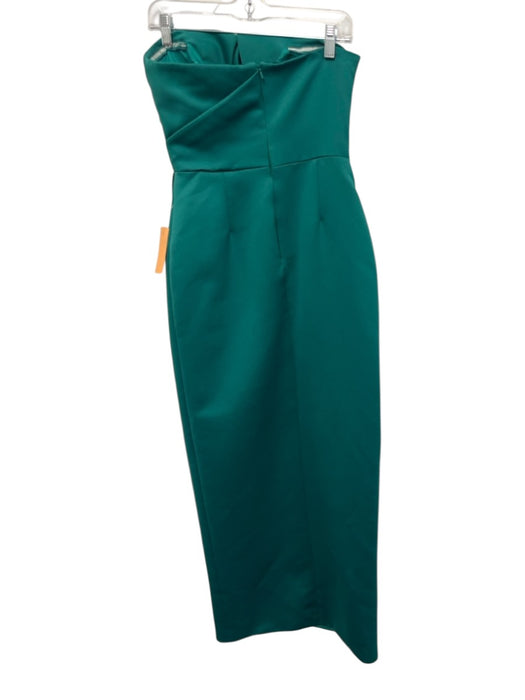 Jay Godfrey Size 4 Green Polyester Strapless Pleated Tulip Hem Satin Gown Green / 4