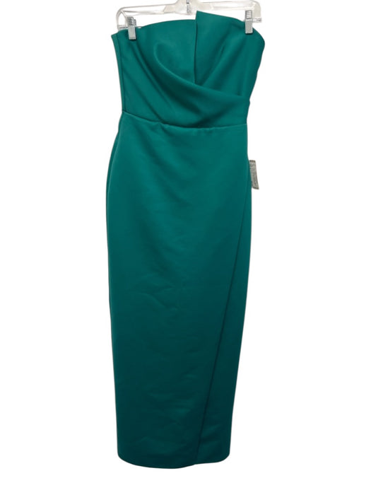 Jay Godfrey Size 4 Green Polyester Strapless Pleated Tulip Hem Satin Gown Green / 4
