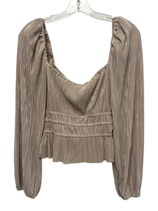 ASTR The Label Size Small Beige Polyester Long Sleeve Pleated Shimmer Top Beige / Small