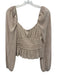 ASTR The Label Size Small Beige Polyester Long Sleeve Pleated Shimmer Top Beige / Small