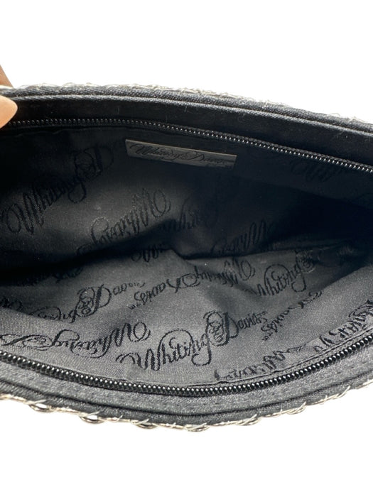 Whiting & Davis Black & Silver Zip Close Chain Mail Satin Chain Strap Bag Black & Silver / Mini