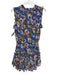 Misa Size S Blue, White, Orange Polyester Ruffle Cap Sleeve Floral Dress Blue, White, Orange / S